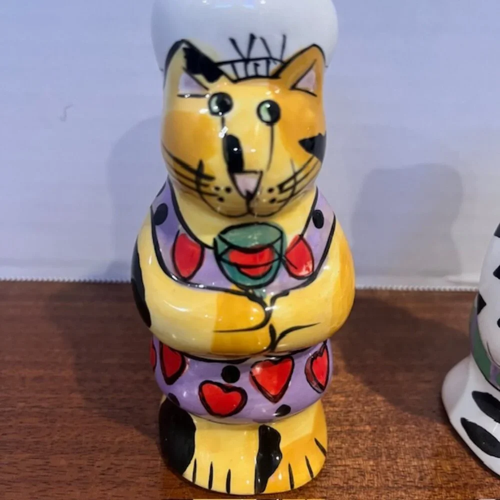 Catzilla Chef & Waiter Cats Salt & Pepper Shakers Candace Reiter Designs